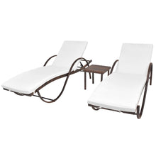 Ligbedden 2 St Met Tafel Poly Rattan Bruin