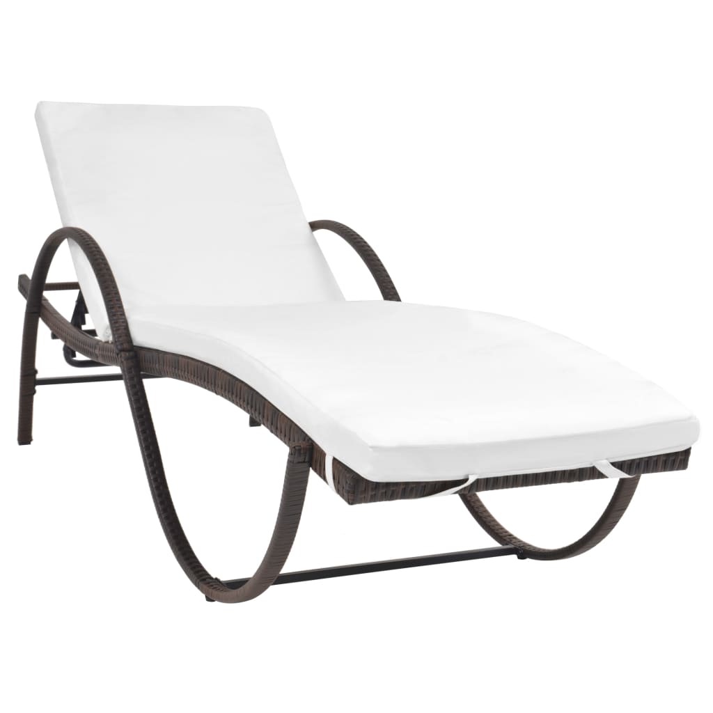 Ligbedden 2 St Met Tafel Poly Rattan Bruin