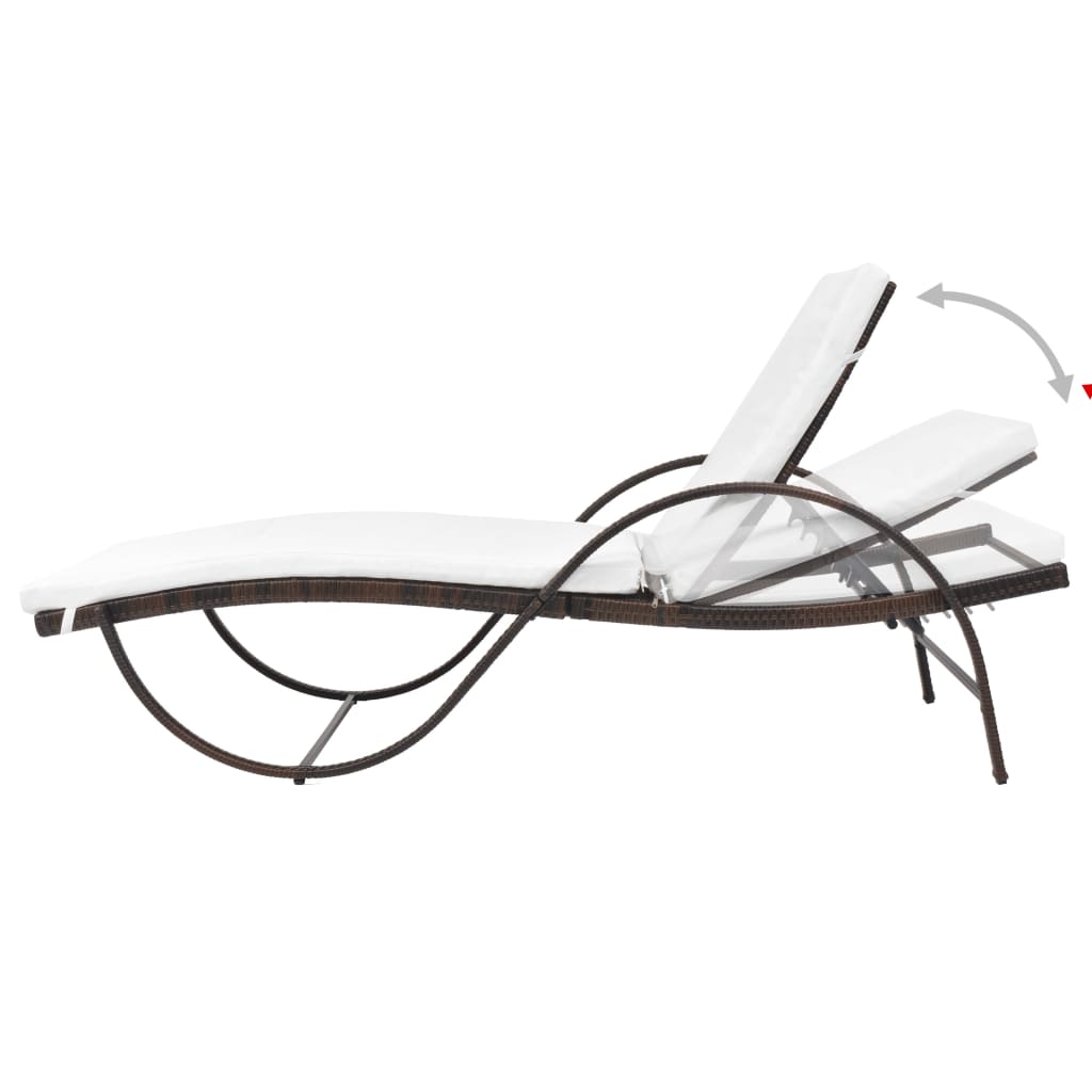 Ligbedden 2 St Met Tafel Poly Rattan Bruin