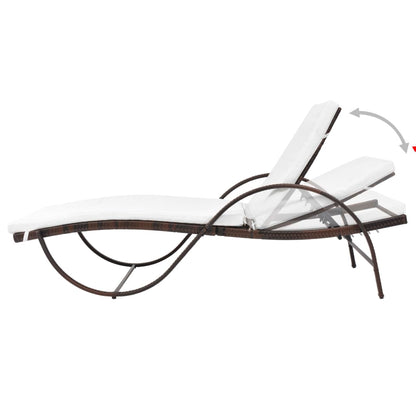 Ligbedden 2 St Met Tafel Poly Rattan Bruin