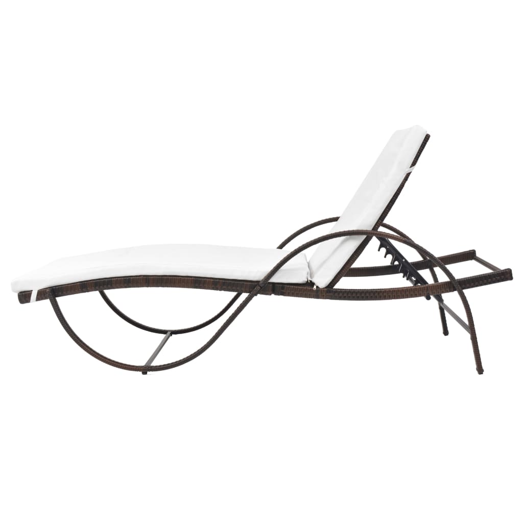 Ligbedden 2 St Met Tafel Poly Rattan Bruin