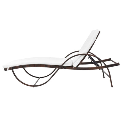 Ligbedden 2 St Met Tafel Poly Rattan Bruin