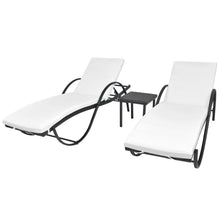 Ligbedden 2 St Met Tafel Poly Rattan Zwart