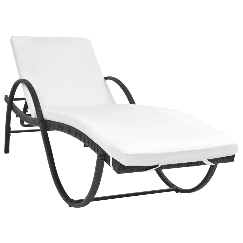 Ligbedden 2 St Met Tafel Poly Rattan Zwart