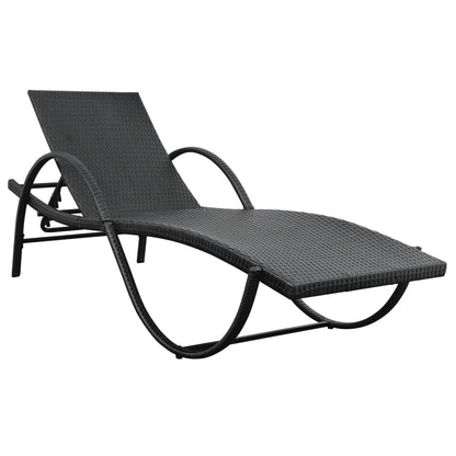 Ligbedden 2 St Met Tafel Poly Rattan Zwart