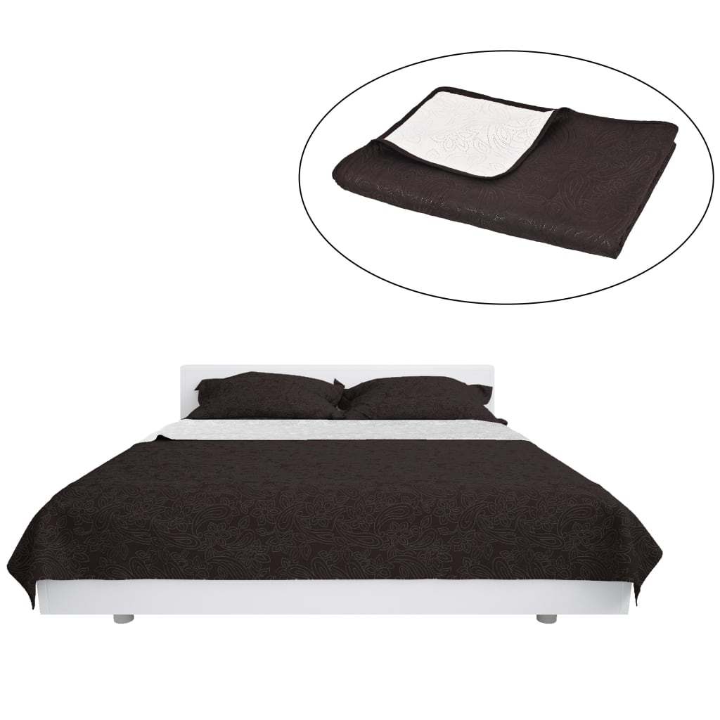 Bedsprei Dubbelzijdig 220X240 Cm Quilt Crème En Bruin 1 220 x 240 cm