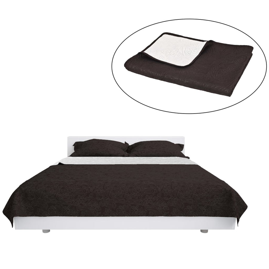 Bedsprei Dubbelzijdig 220X240 Cm Quilt Crème En Bruin 1 220 x 240 cm