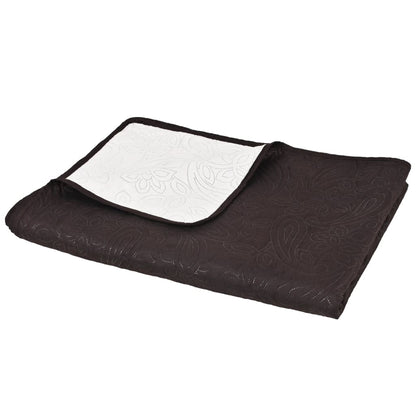 Bedsprei Dubbelzijdig 220X240 Cm Quilt Crème En Bruin 1 220 x 240 cm