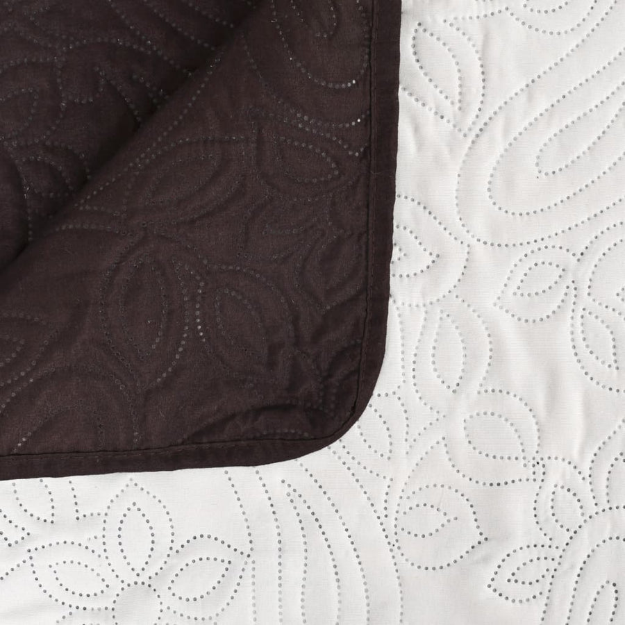 Bedsprei Dubbelzijdig 220X240 Cm Quilt Crème En Bruin 1 220 x 240 cm