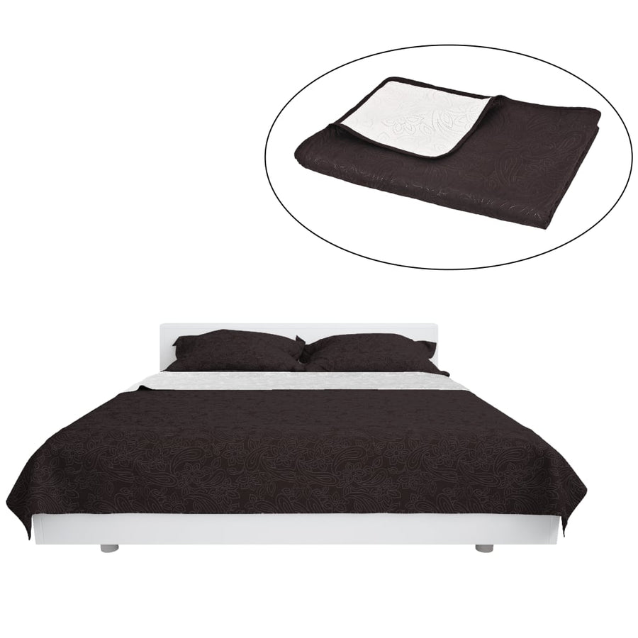 Bedsprei Dubbelzijdig 230X260 Cm Quilt Crème En Bruin