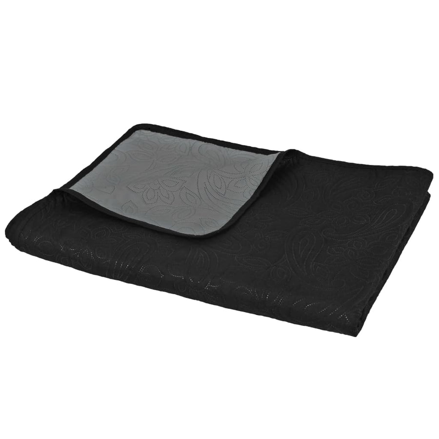Bedsprei Dubbelzijdig Quilt 230 x 260 cm Grijs en zwart