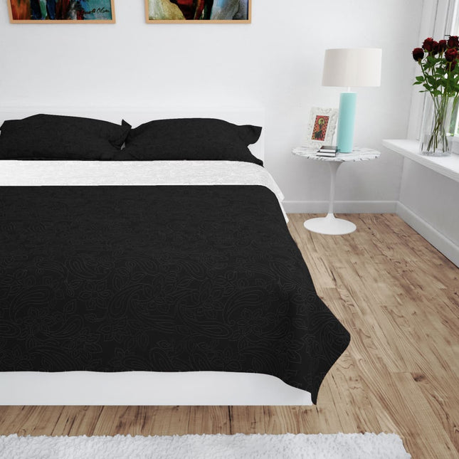 Bedsprei Dubbelzijdig 220X240 Cm Quilt Zwart En Wit 1 220 x 240 cm