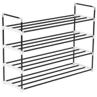 Shoe rack with 4 shelves, metal and plastic, black