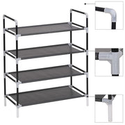 Schoenenrek 60x29x71 cm metaal ongeweven stof zwart