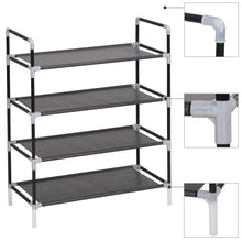 Schoenenrek Met 4 Schappen Metaal En Ongeweven Stof 60 x 29 x 71 cm Zwart