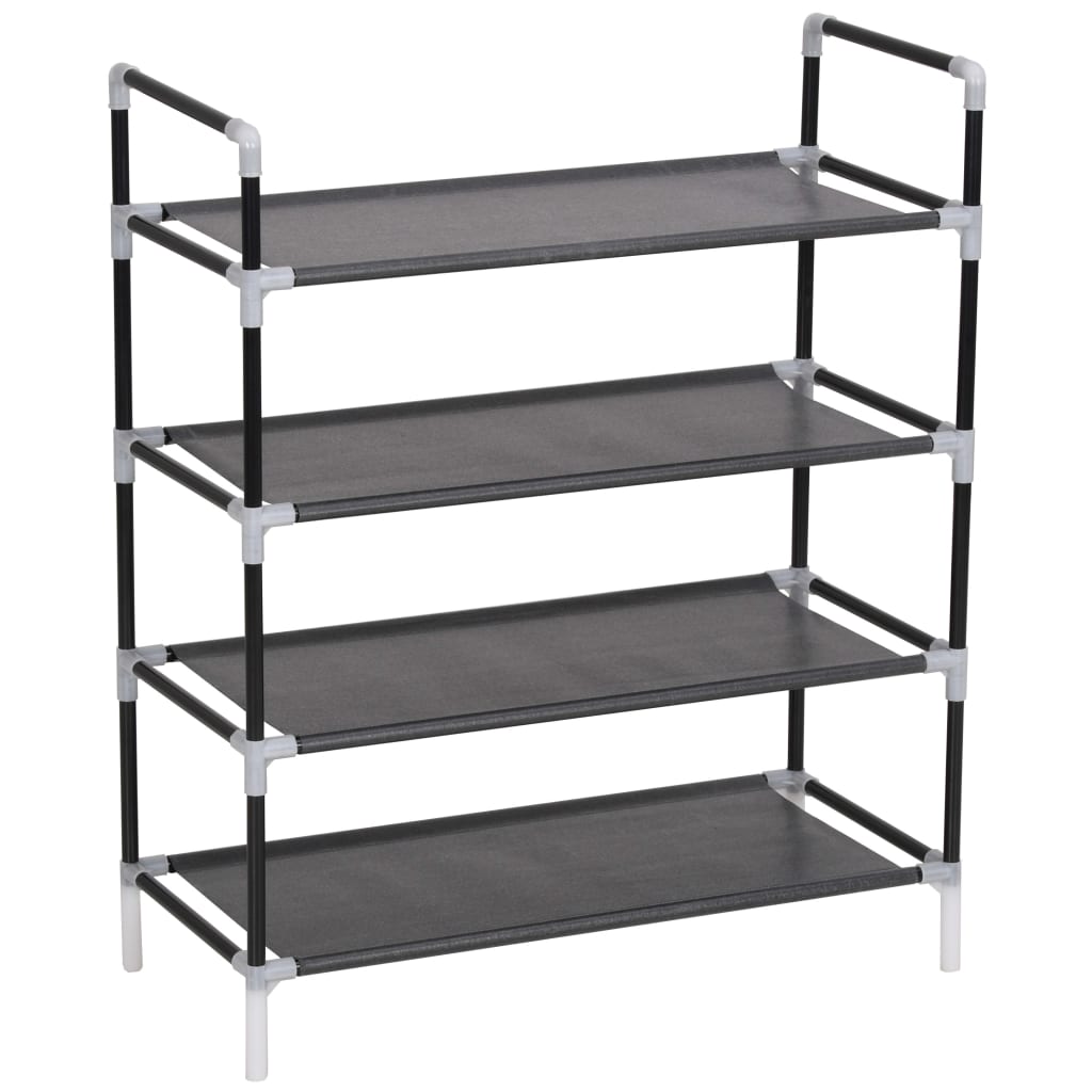 Schoenenrek Met 4 Schappen Metaal En Ongeweven Stof 60 x 29 x 71 cm Zwart