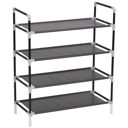 Schoenenrek Met 4 Schappen Metaal En Ongeweven Stof 60 x 29 x 71 cm Zwart