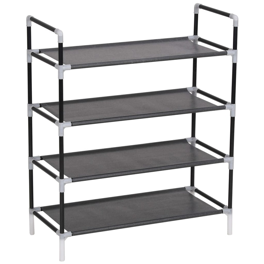 Schoenenrek Met 4 Schappen Metaal En Ongeweven Stof 60 x 29 x 71 cm Zwart