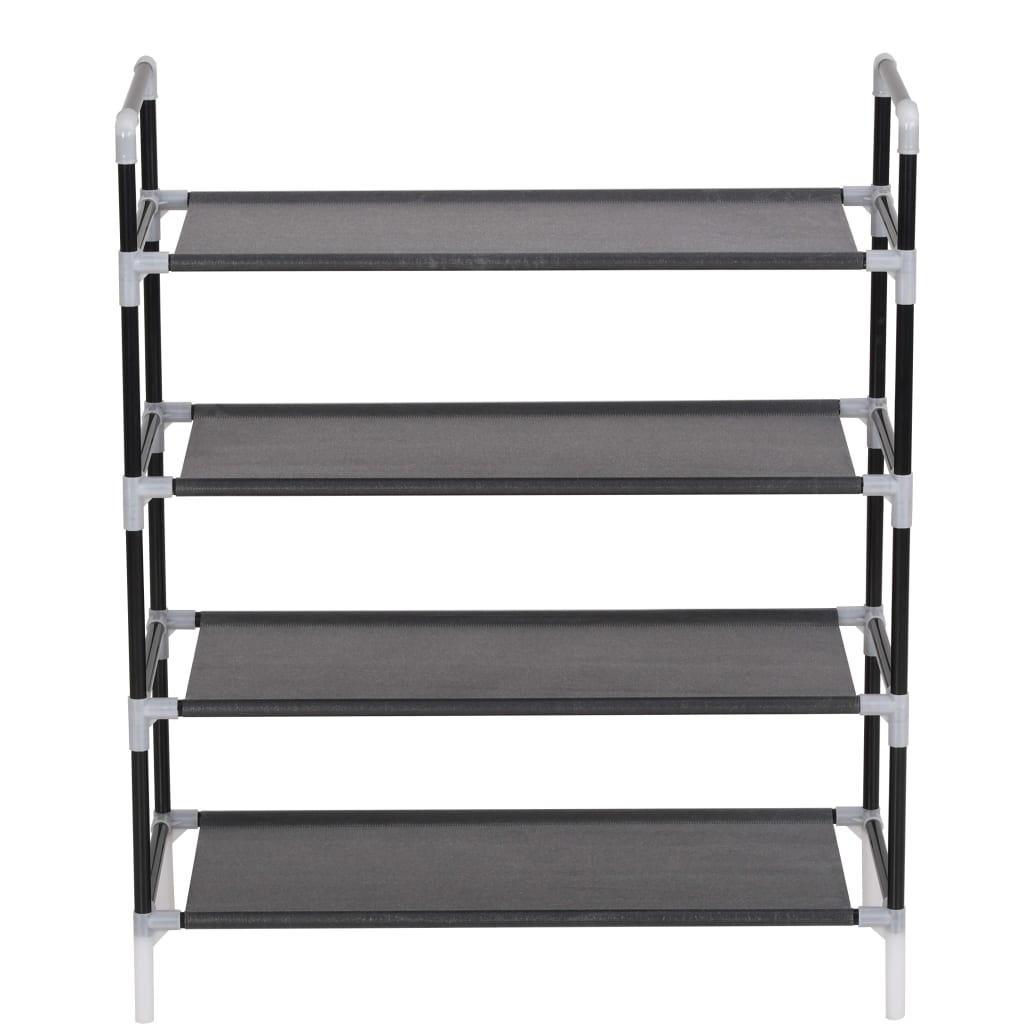 Schoenenrek Met 4 Schappen Metaal En Ongeweven Stof 60 x 29 x 71 cm Zwart