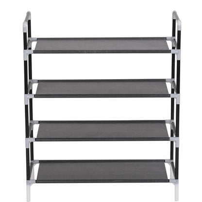 Schoenenrek Met 4 Schappen Metaal En Ongeweven Stof 60 x 29 x 71 cm Zwart