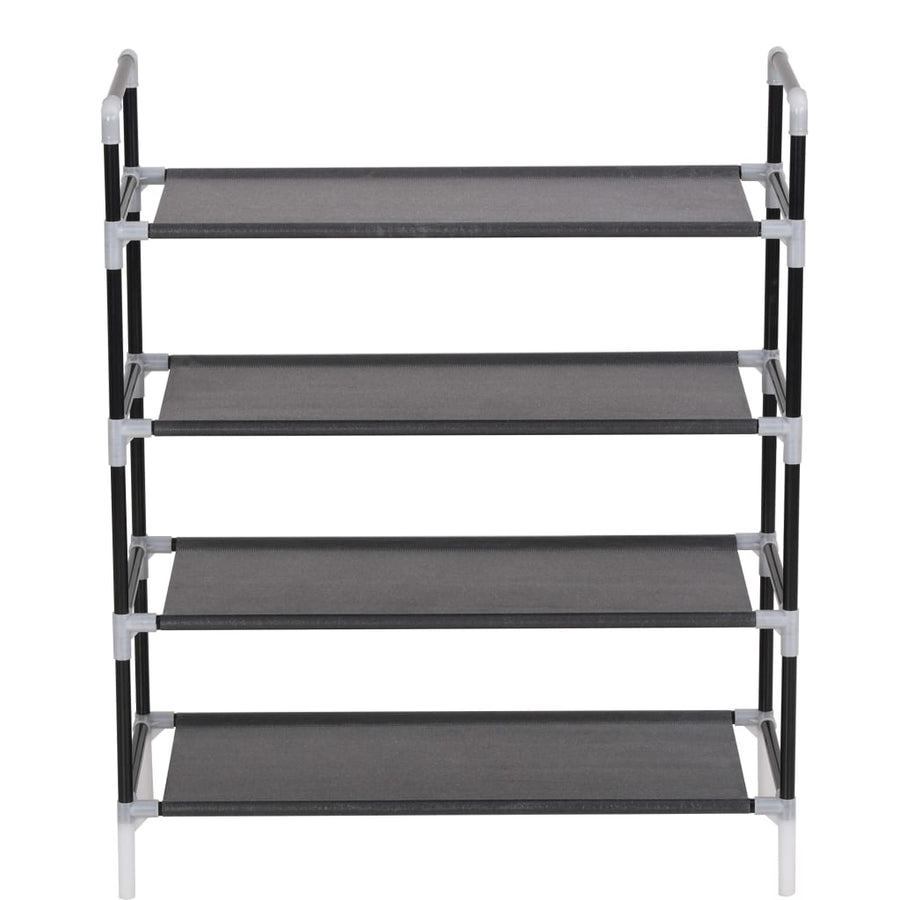Schoenenrek Met 4 Schappen Metaal En Ongeweven Stof 60 x 29 x 71 cm Zwart