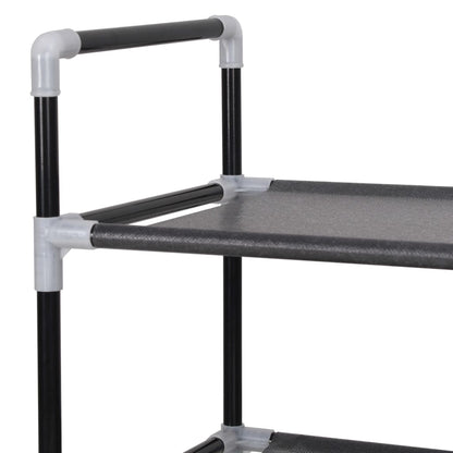 Schoenenrek Met 4 Schappen Metaal En Ongeweven Stof 60 x 29 x 71 cm Zwart