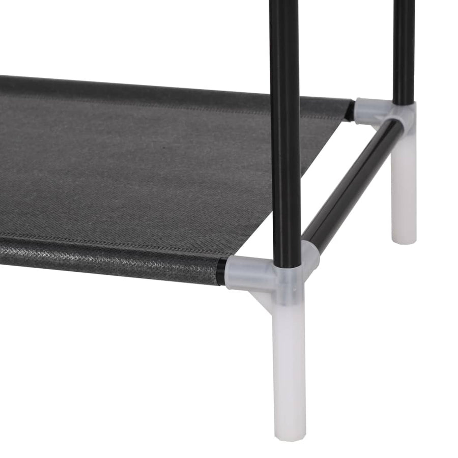 Schoenenrek met 8 schappen metaal en ongeweven stof zwart 60 x 28 x 140 cm Zwart