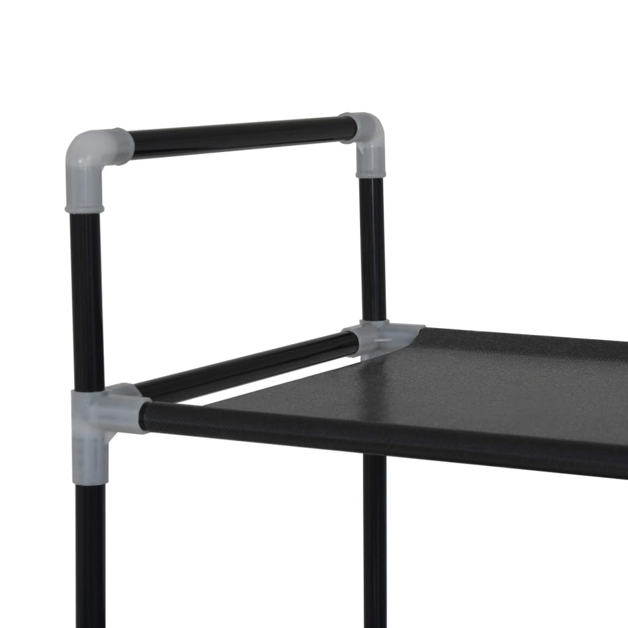 Schoenenrek met 10 schappen metaal en ongeweven stof zwart 100 x 29.5 x 170 cm Zwart