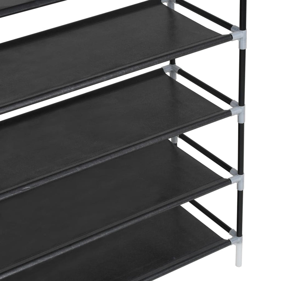 Schoenenrek met 10 schappen metaal en ongeweven stof zwart 100 x 29.5 x 170 cm Zwart