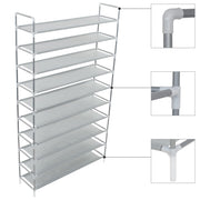 Schoenenrek 10 schappen 100x29.5x170 cm metaal nonwoven