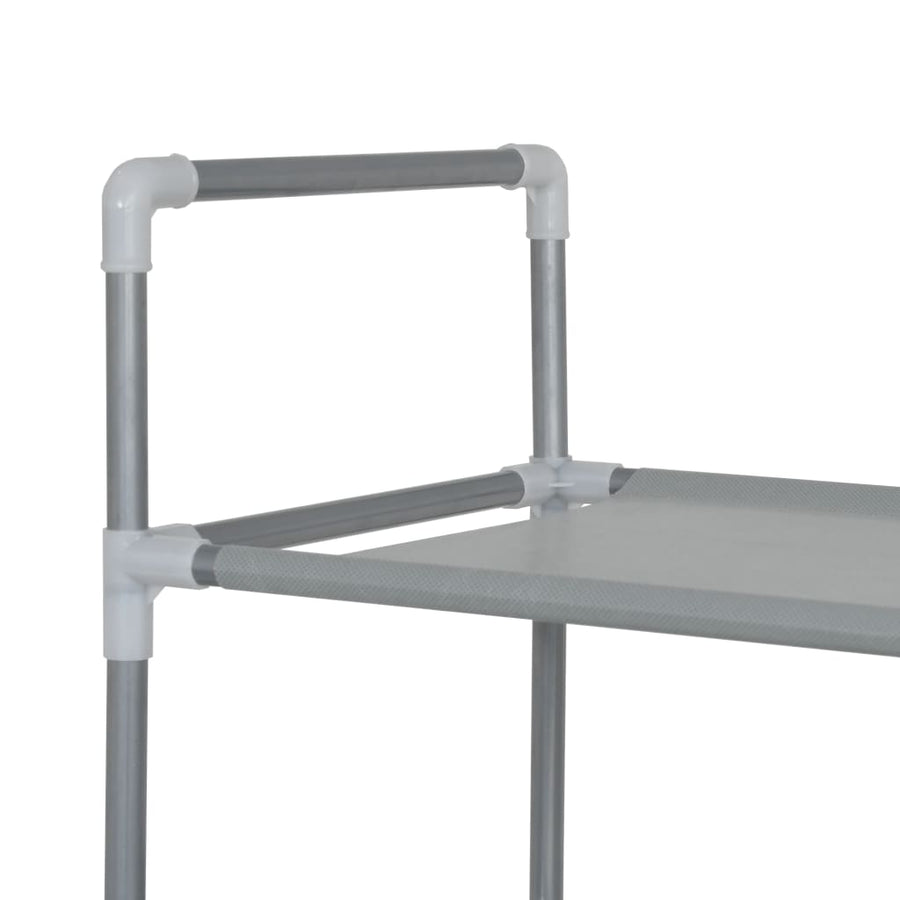 Schoenenrek met 10 schappen metaal en nonwoven stof zilverkleur 100 x 29.5 x 170 cm Zilver