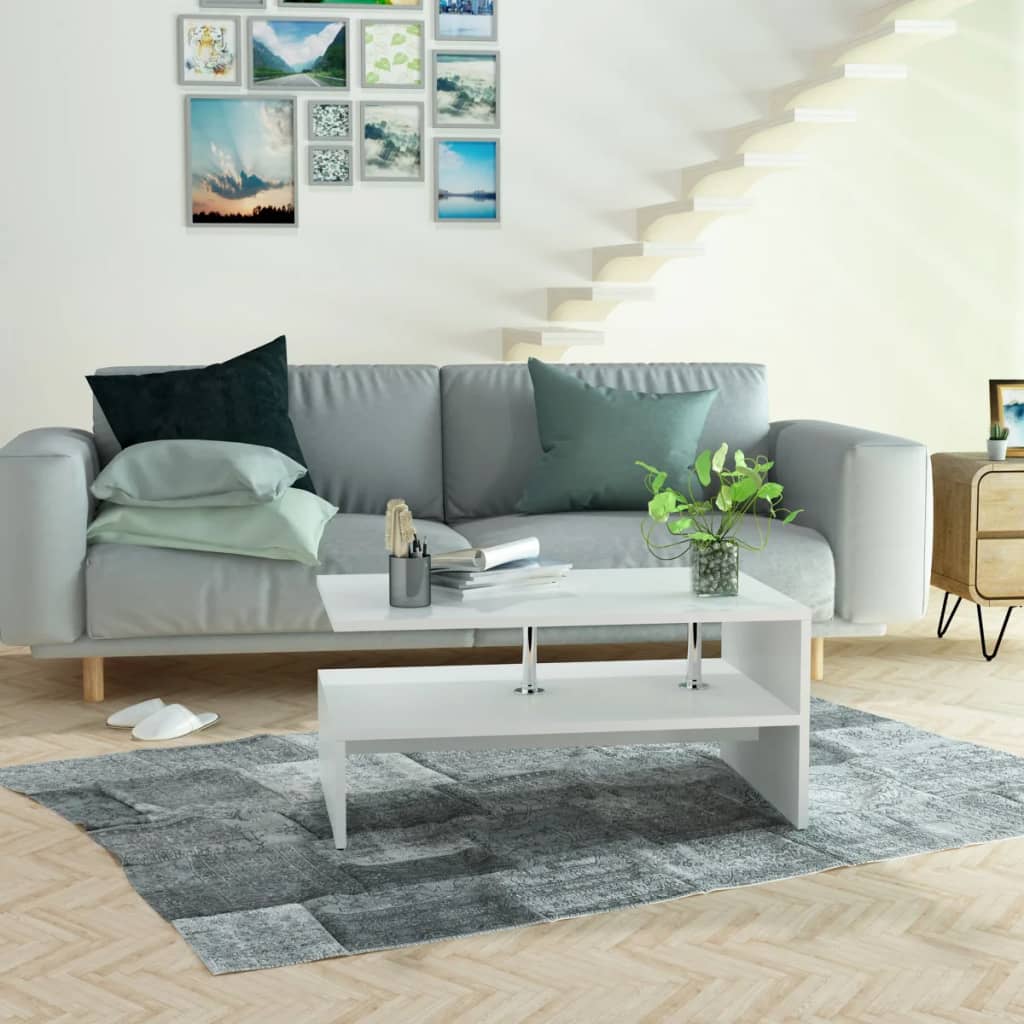 Salontafel 90X59X42 Cm Spaanplaat Wit
