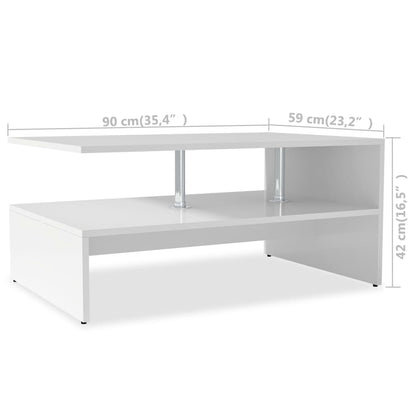Salontafel 90X59X42 Cm Spaanplaat Wit