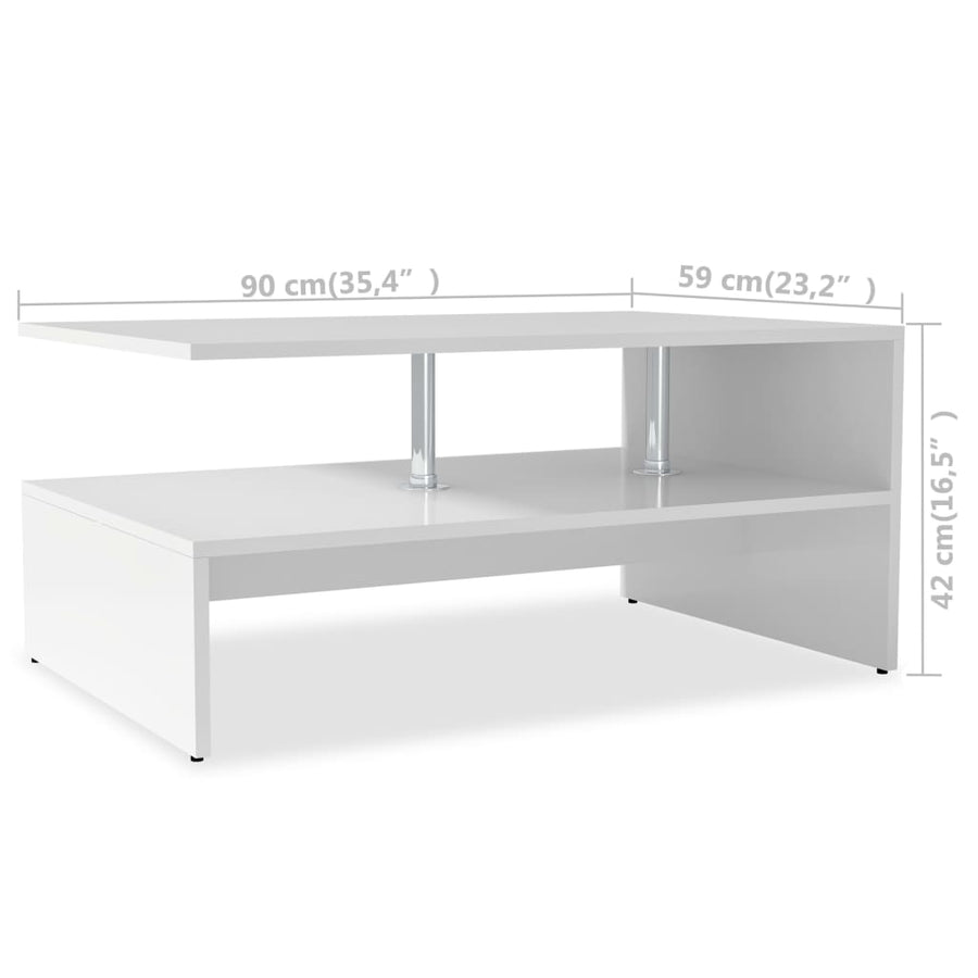 Salontafel 90X59X42 Cm Spaanplaat Wit