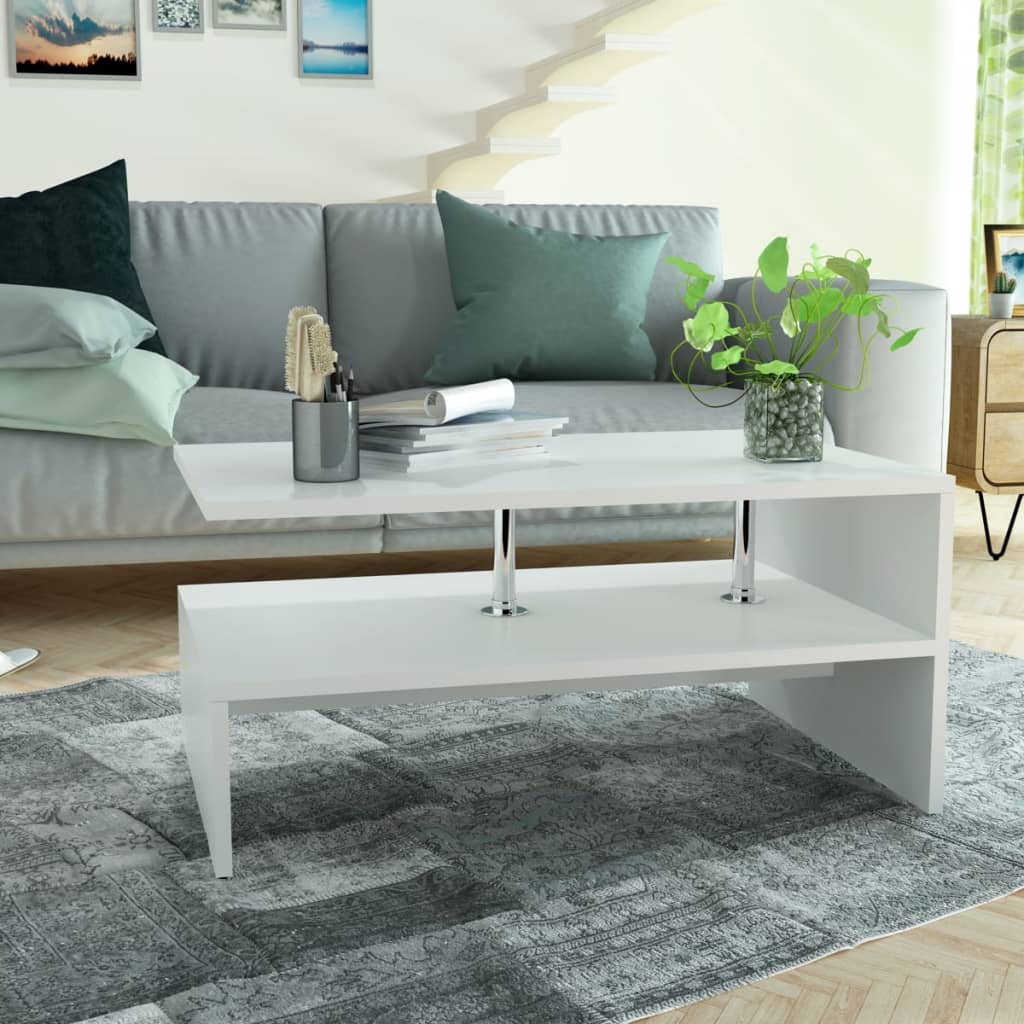 Salontafel 90X59X42 Cm Spaanplaat Wit