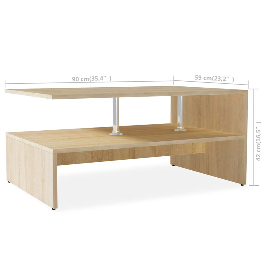 Salontafel 90X59X42 Cm Spaanplaat Eiken