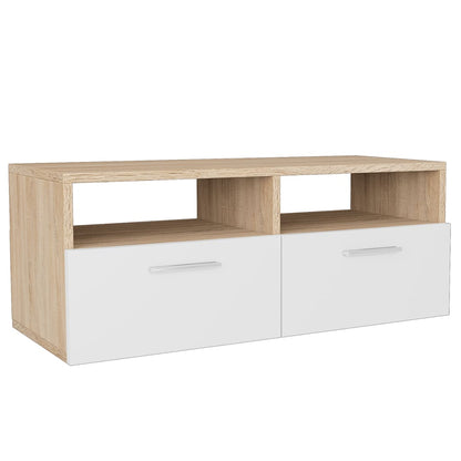 Tv-Meubel 95X35X36 Cm Spaanplaat Kleurig En Eiken en wit