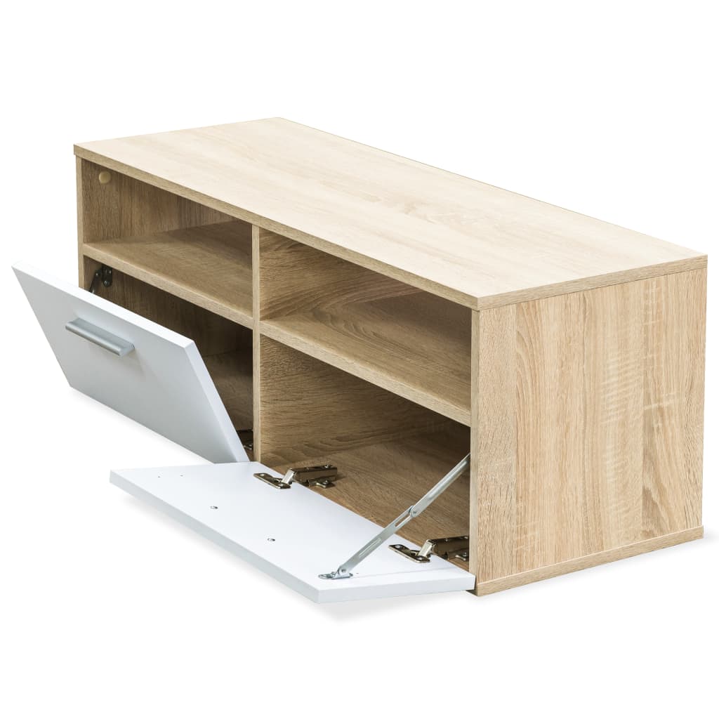 Tv-Meubel 95X35X36 Cm Spaanplaat Kleurig En Eiken en wit