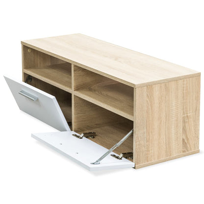 Tv-Meubel 95X35X36 Cm Spaanplaat Kleurig En Eiken en wit