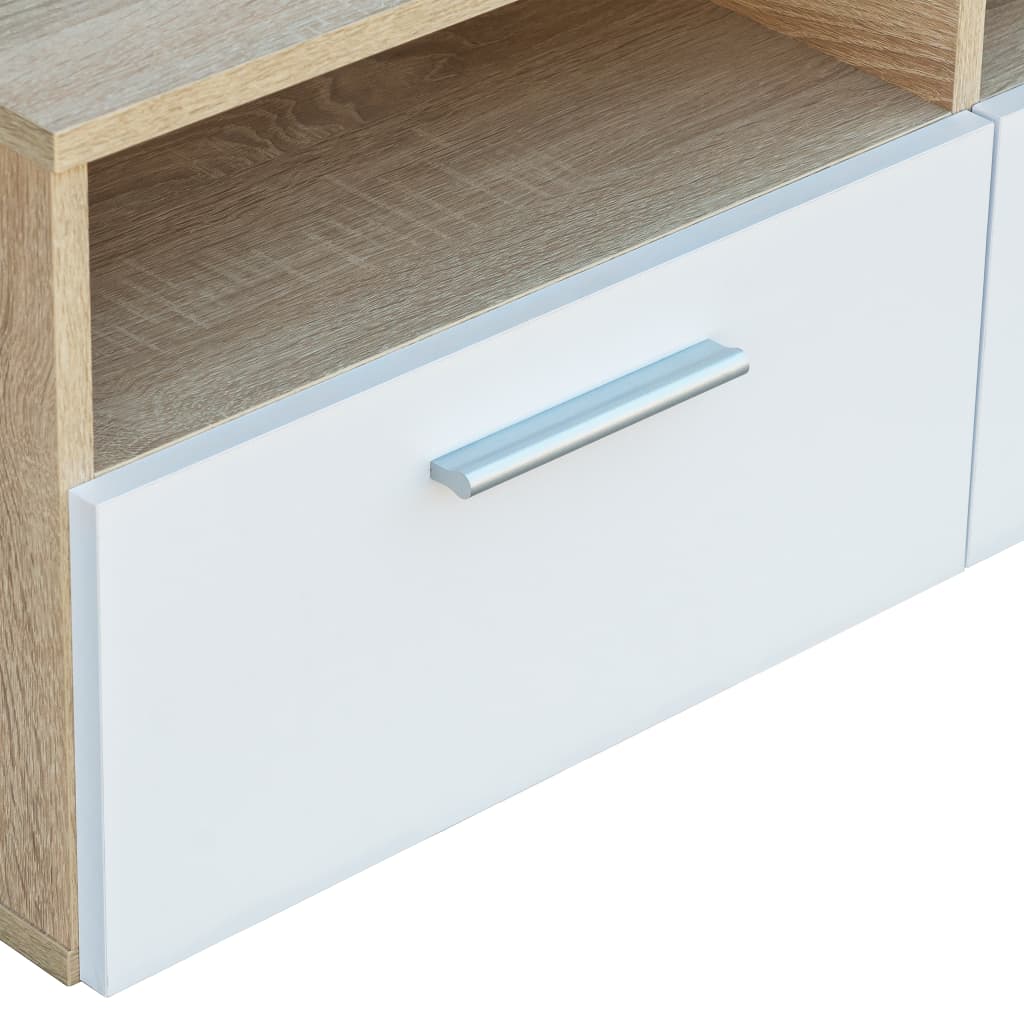 Tv-Meubel 95X35X36 Cm Spaanplaat Kleurig En Eiken en wit