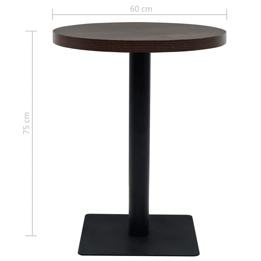 Bistrotafel Rond 60X75 Cm Mdf En Staal Kleur Ø 60 x 75 cm Donker essen