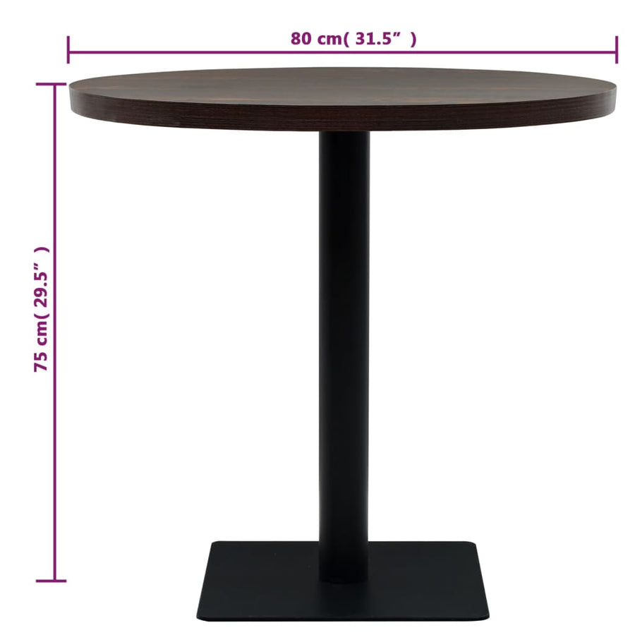 Bistrotafel Rond 80X75 Cm Mdf En Staal Kleur Ø 80 x 75 cm Donker essen