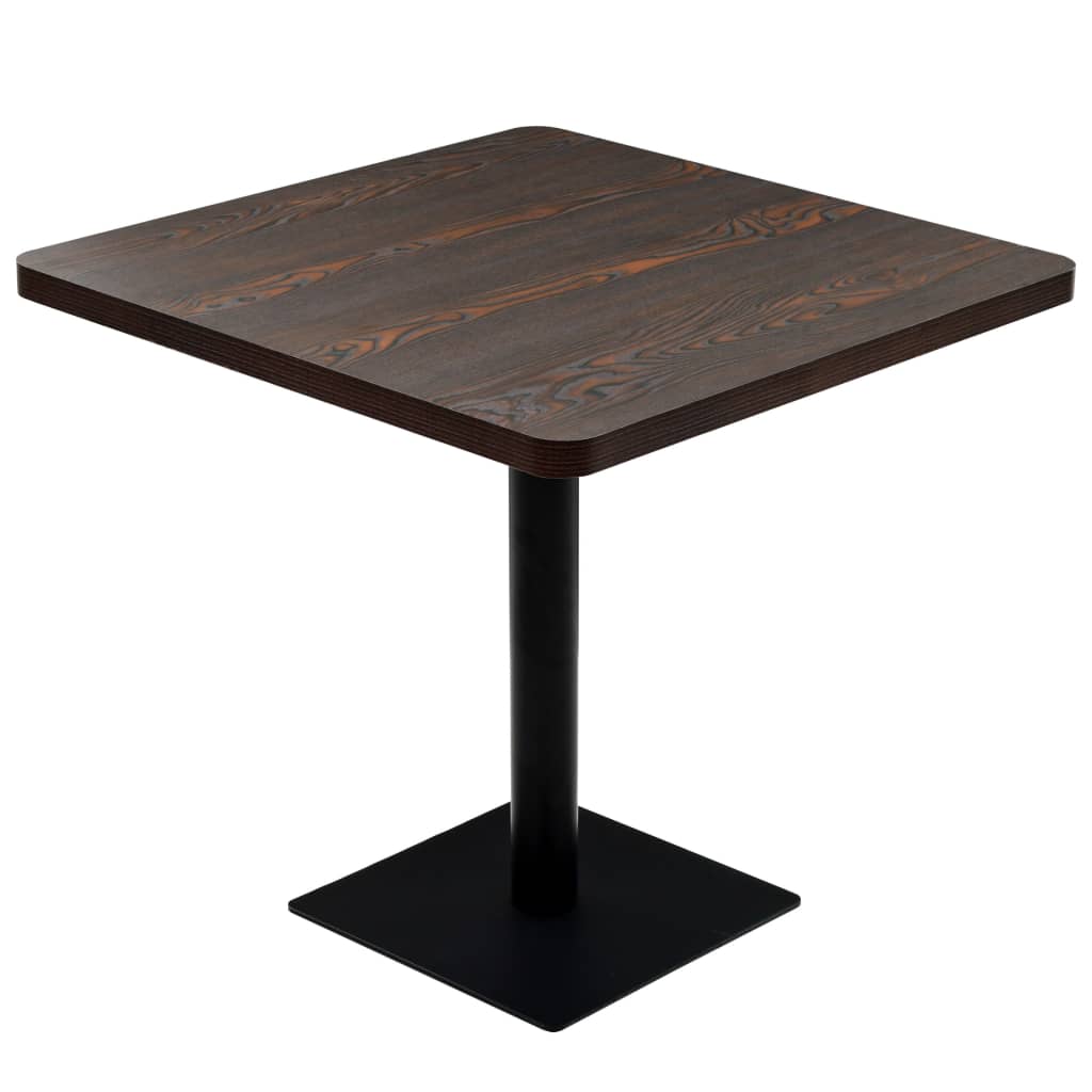 Bistrotafel Vierkant Mdf En Staal Kleur 80 x 80 x 75 cm Donker essen
