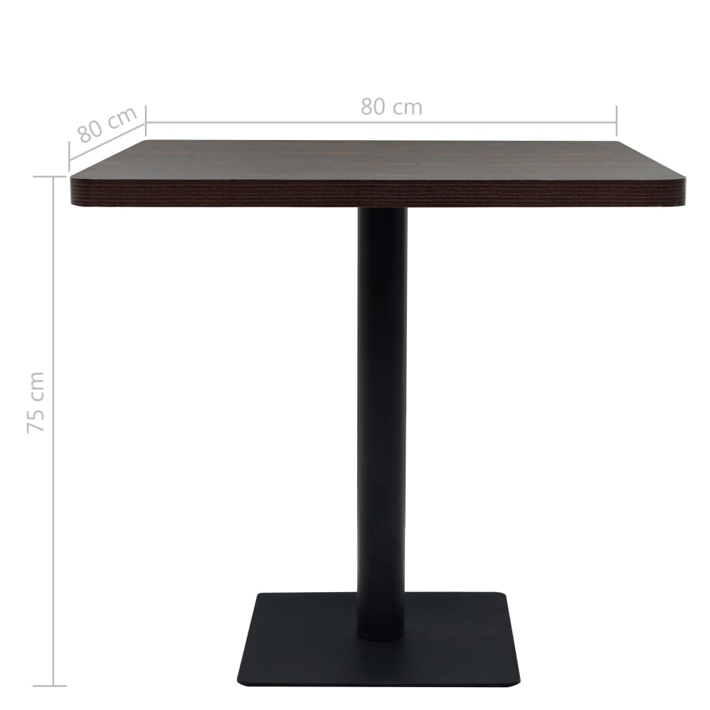Bistrotafel Vierkant Mdf En Staal Kleur 80 x 80 x 75 cm Donker essen