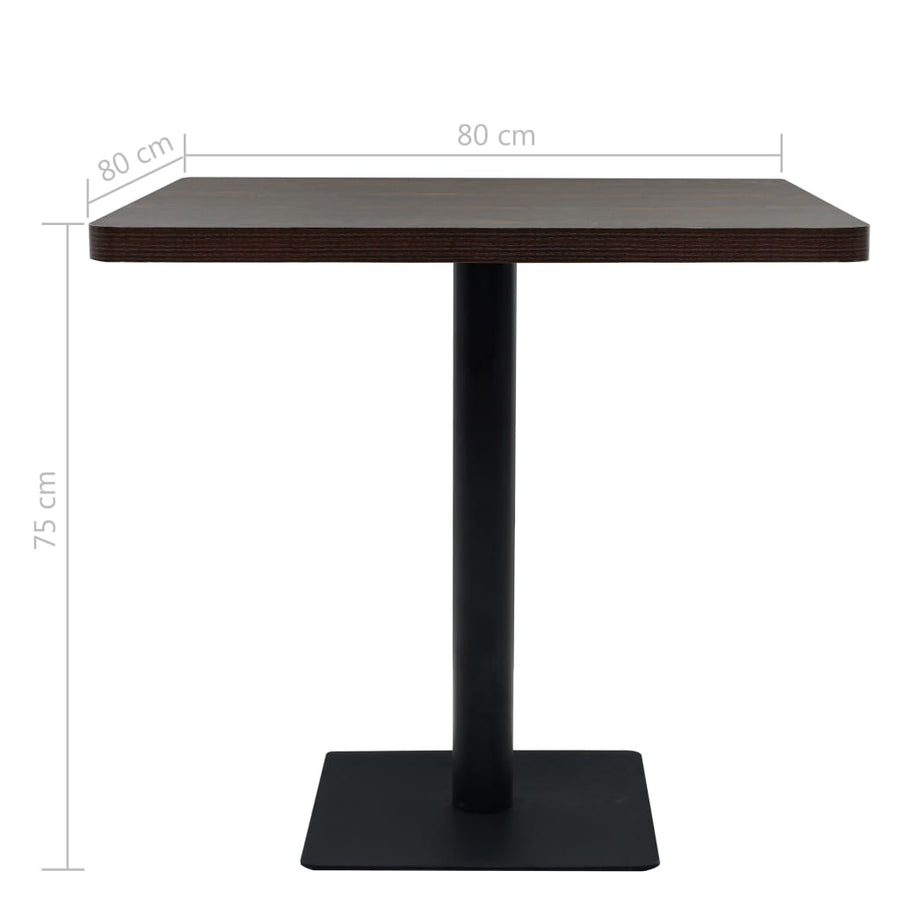 Bistrotafel Vierkant Mdf En Staal Kleur 80 x 80 x 75 cm Donker essen