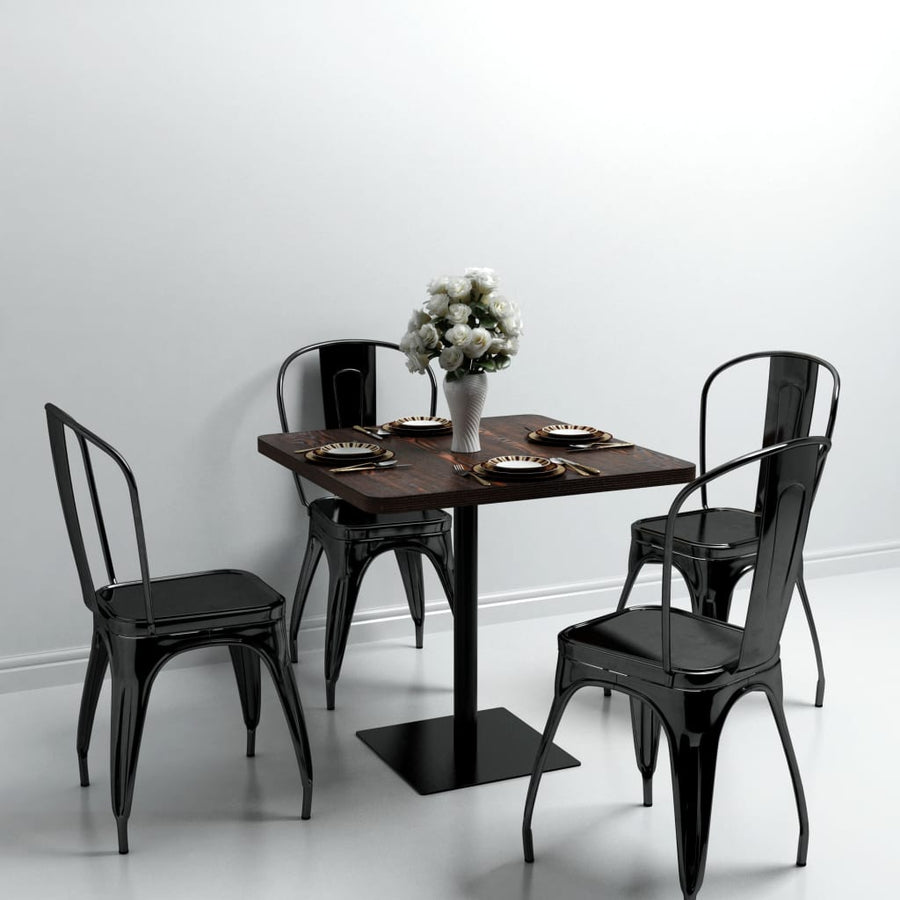 Bistrotafel Vierkant Mdf En Staal Kleur 80 x 80 x 75 cm Donker essen