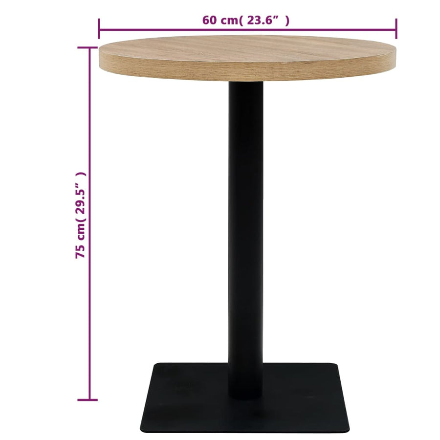 Bistrotafel Rond 60X75 Cm Mdf En Staal Kleur Ø 60 x 75 cm Eiken