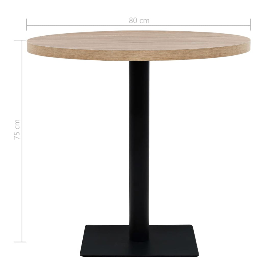 Bistrotafel Rond 80X75 Cm Mdf En Staal Kleur Ø 80 x 75 cm Eiken
