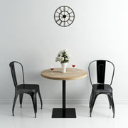 Bistrotafel rond 80x75 cm MDF staal eikenkleur