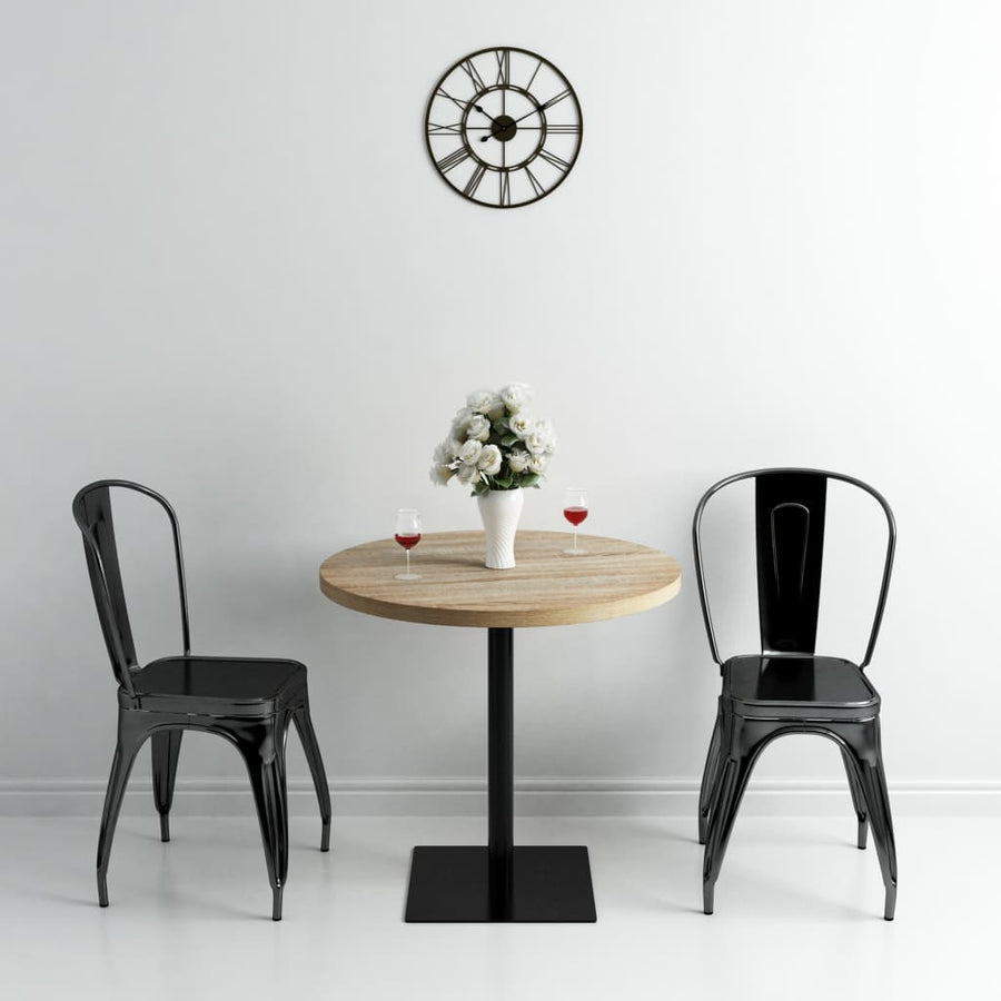 Bistrotafel Rond 80X75 Cm Mdf En Staal Kleur Ø 80 x 75 cm Eiken